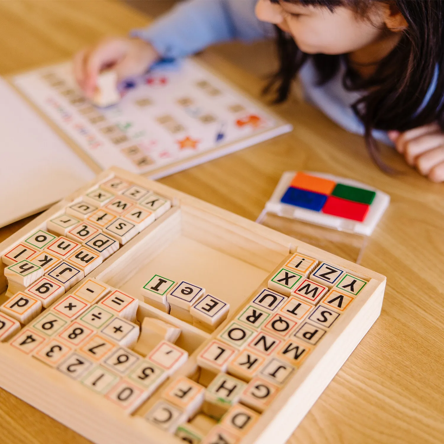 Melissa & Doug Deluxe Stempelset ABC 123 Holz 71-teilig