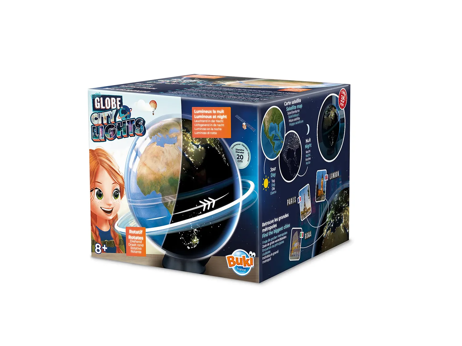 Buki France 7347 Citylight Leuchtglobus 20 cm Tag Nacht
