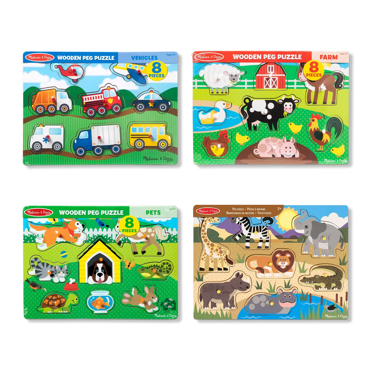Melissa and Doug Peg Puzzle Holzpuzzle 4er Set ab 2 Jahre