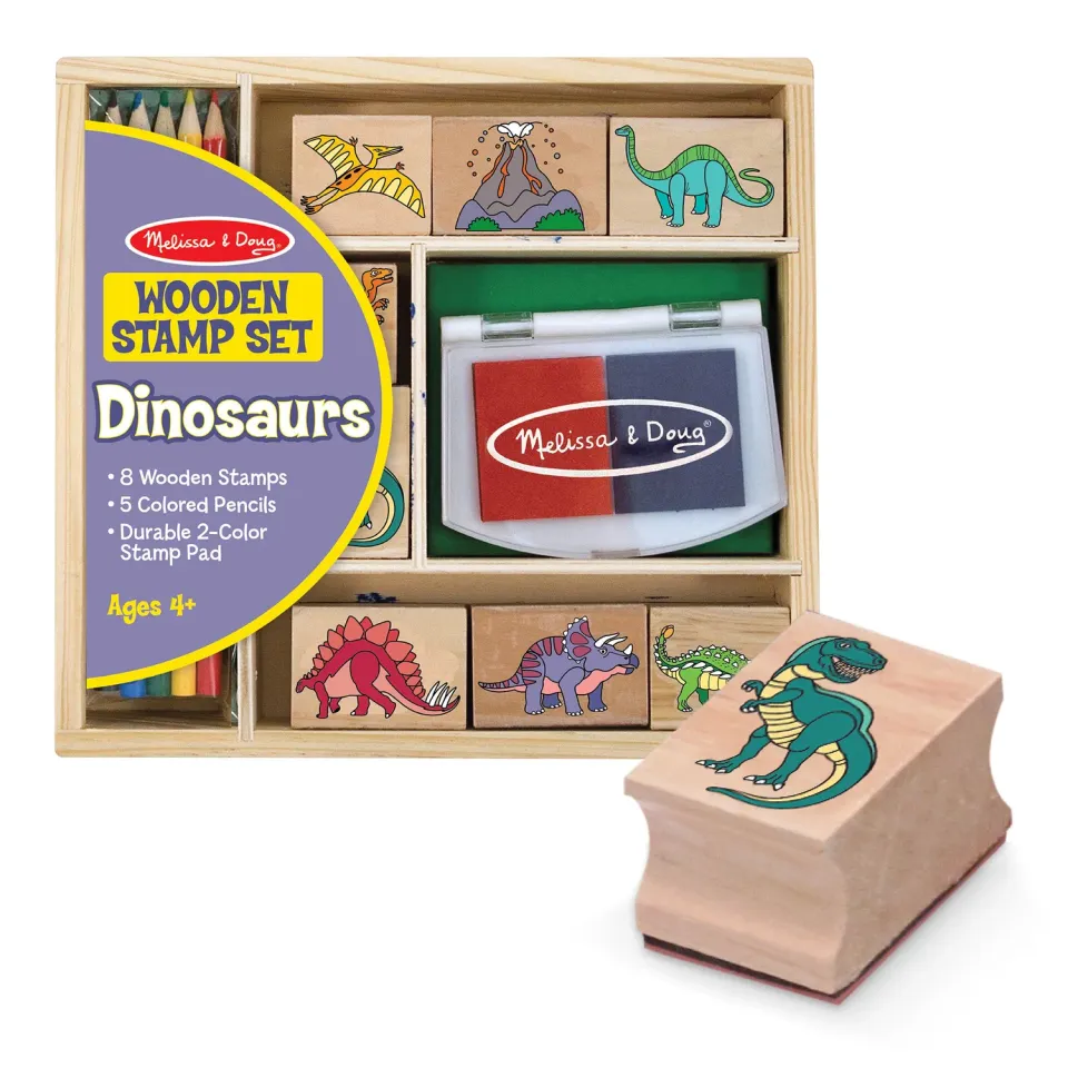 Melissa & Doug Wooden Stamp Set Dinosaurs Stempelset Holz 8-tlg