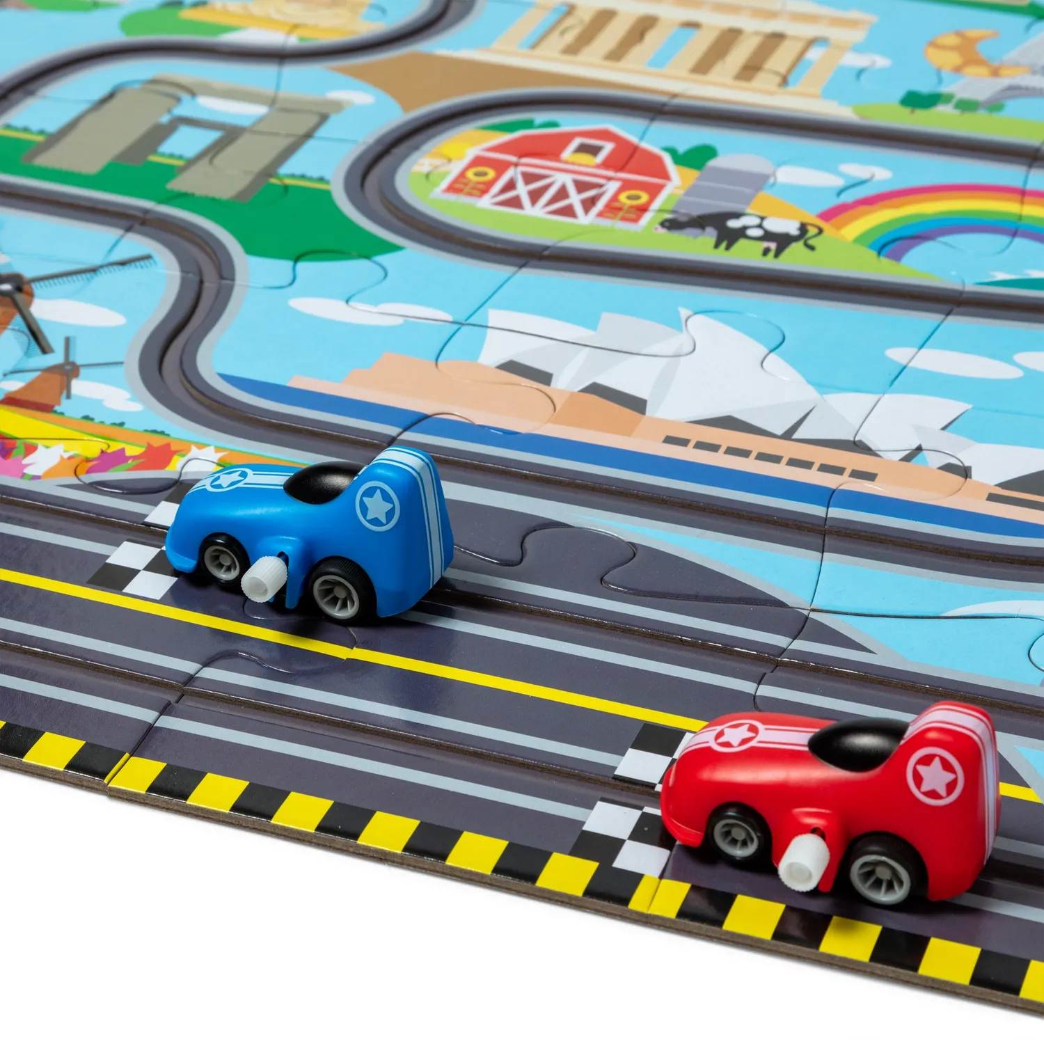 Melissa & Doug Race Around the World Bodenpuzzle 48 Teile Rennbahn