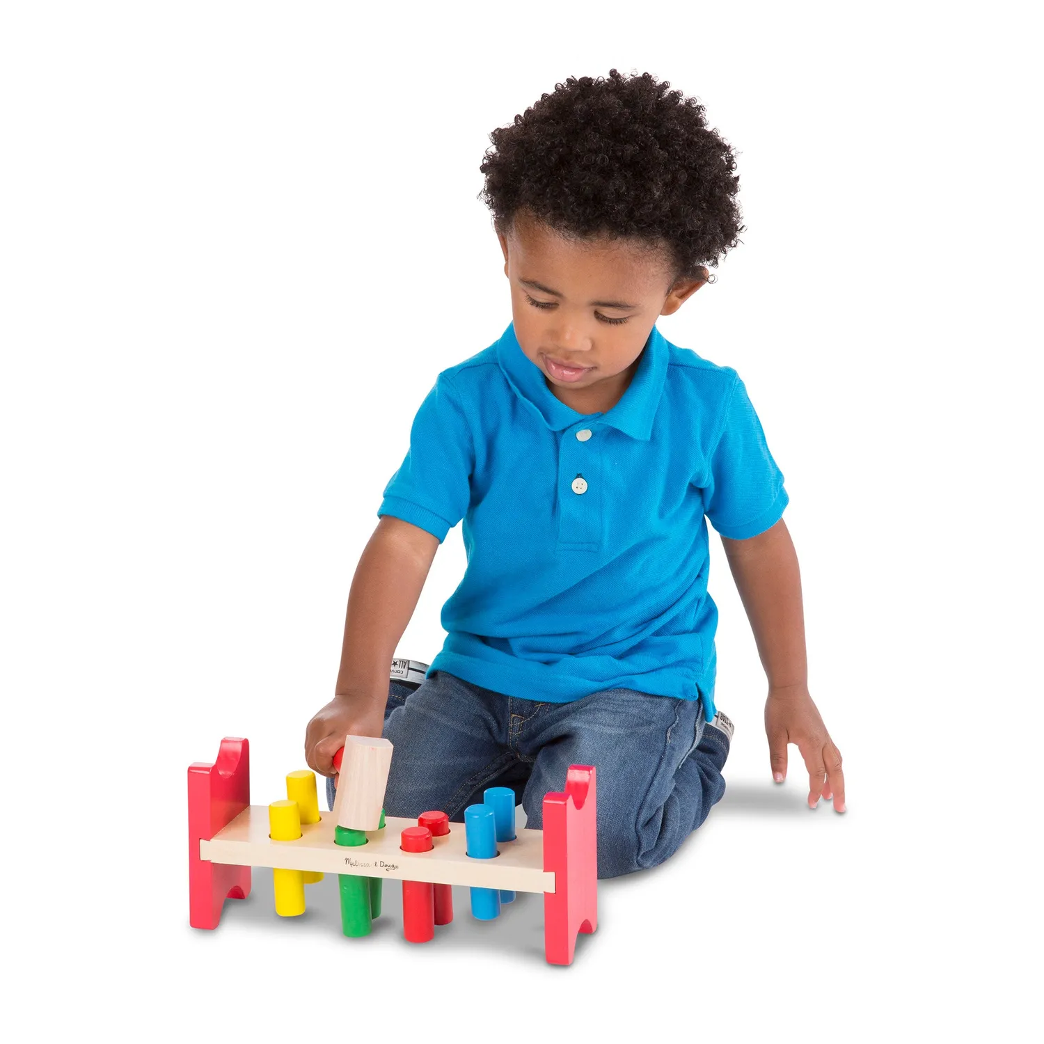 Melissa & Doug Pound-a-Peg Klopfbank Holz mit Hammer 8 Zapfen