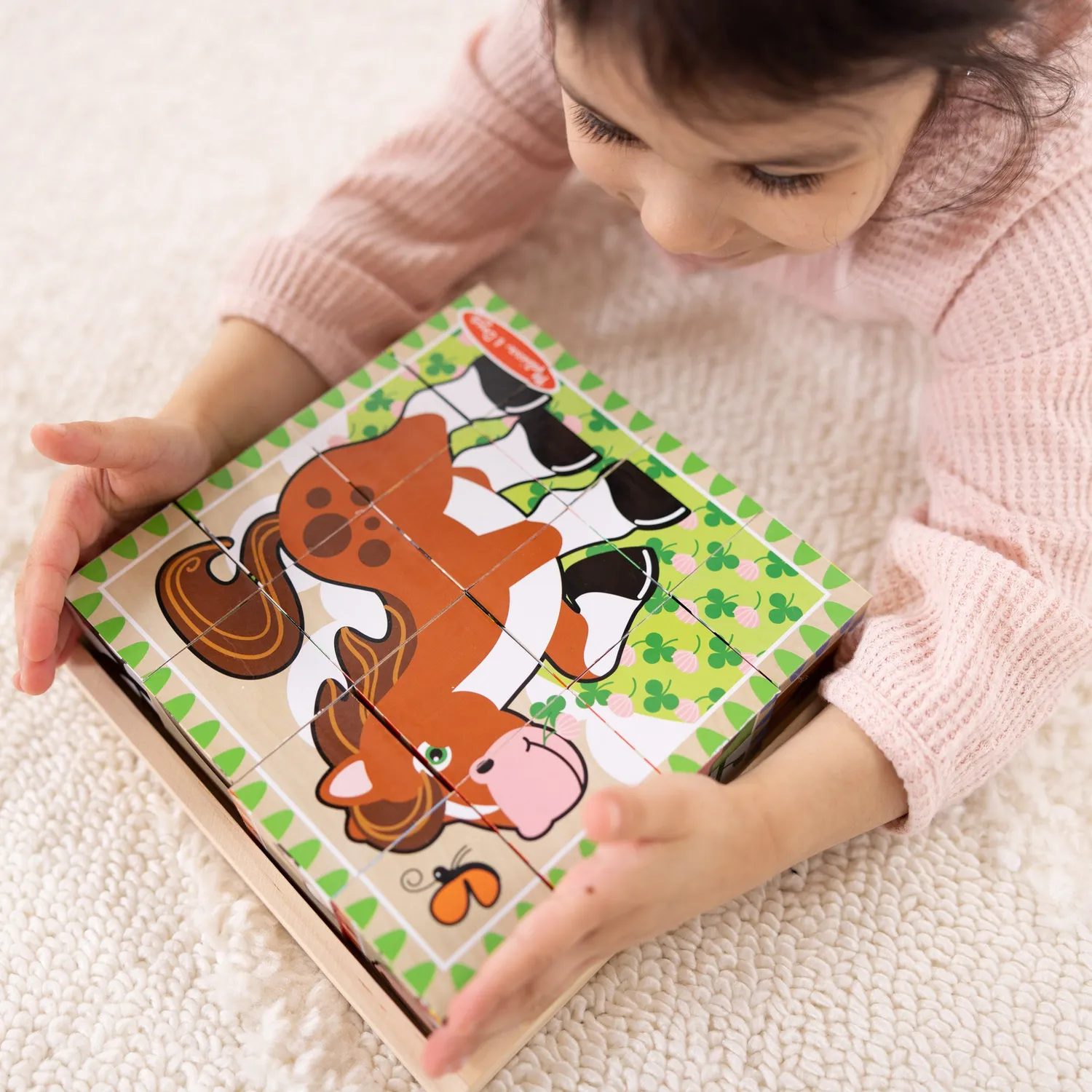 Melissa & Doug Farm Würfelpuzzle 16 Teile Holz