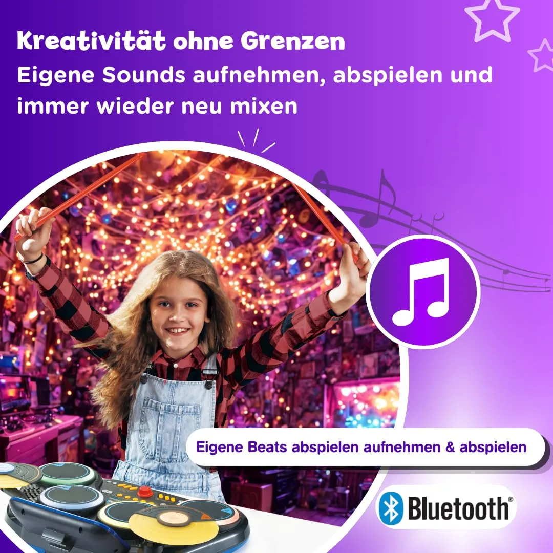 Vtech Kidi DJ Drums Schlagzeug elektronisch mit Bluetooth 6-12 J.