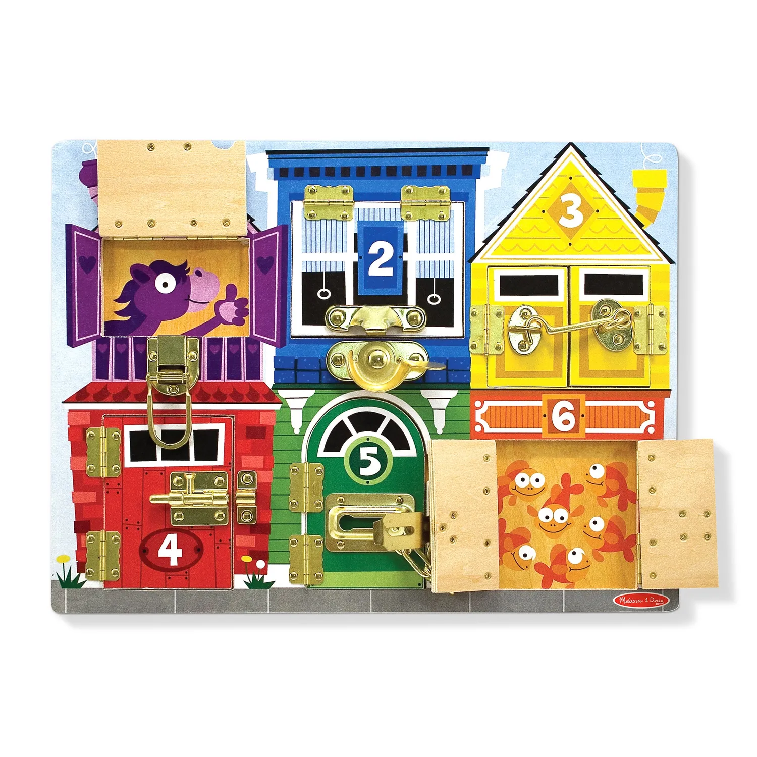 Melissa & Doug Wooden Latches Board Motorikbrett Tiere