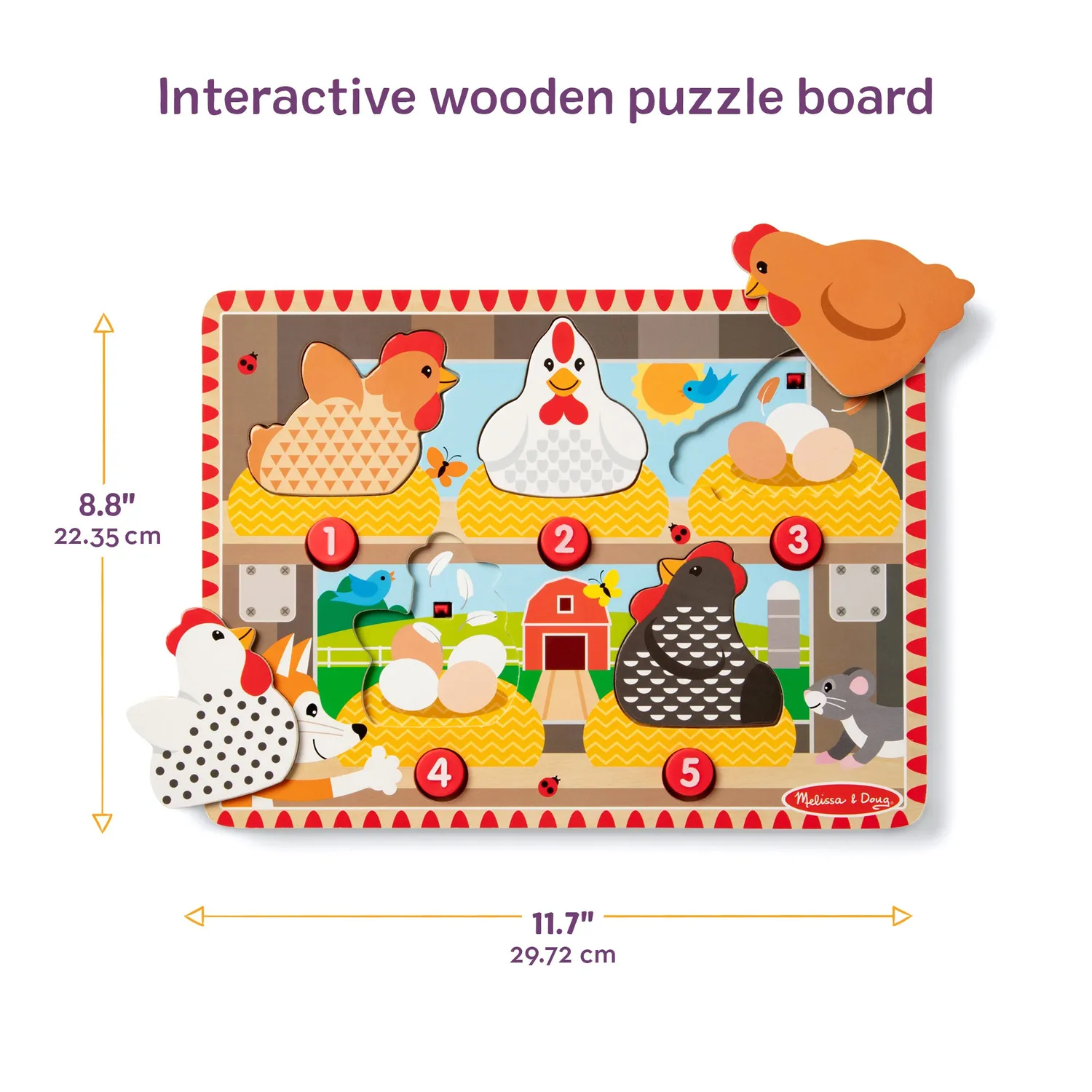 Melissa & Doug Happy Hens Push Pop Puzzle Hühner Holz