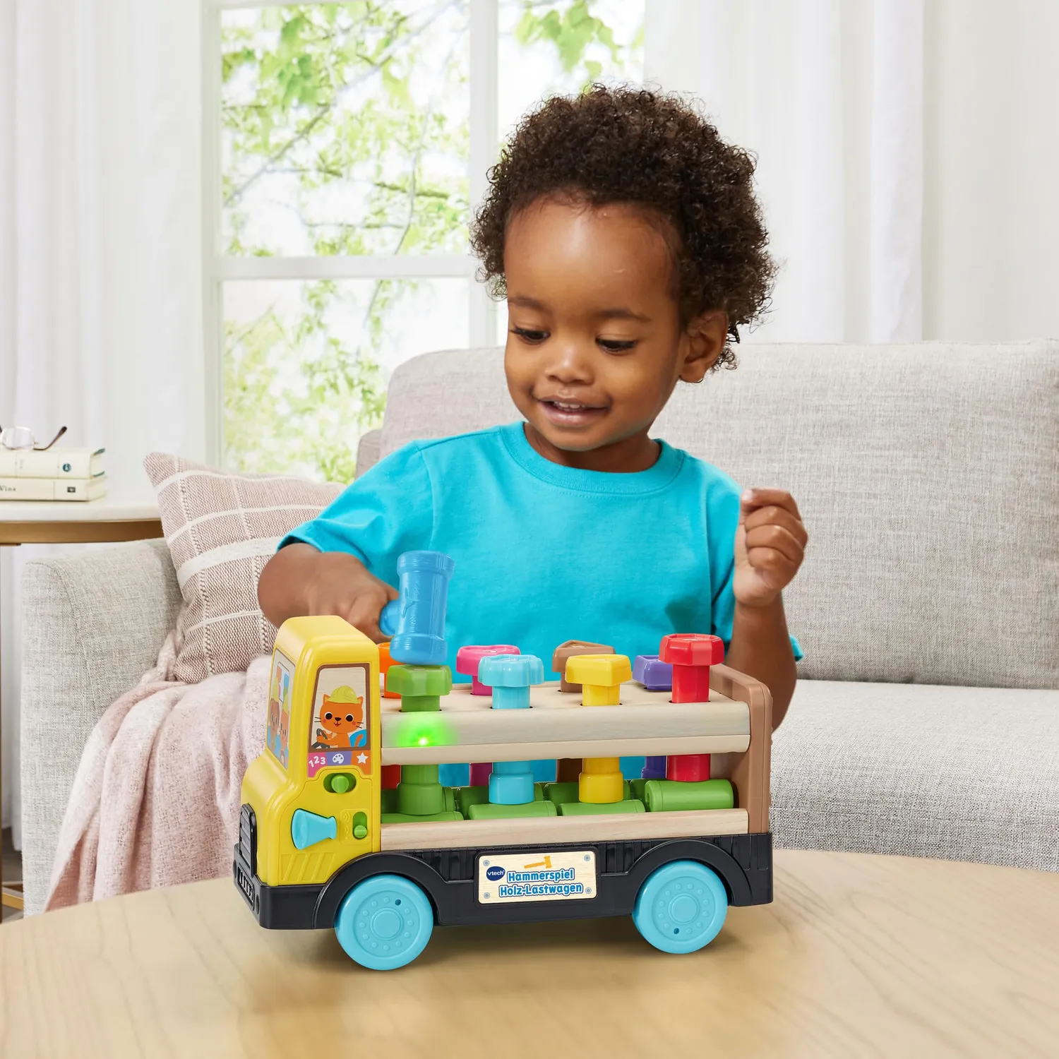 VTech Holz-Lastwagen Hammer Lernspielzeug mit Licht