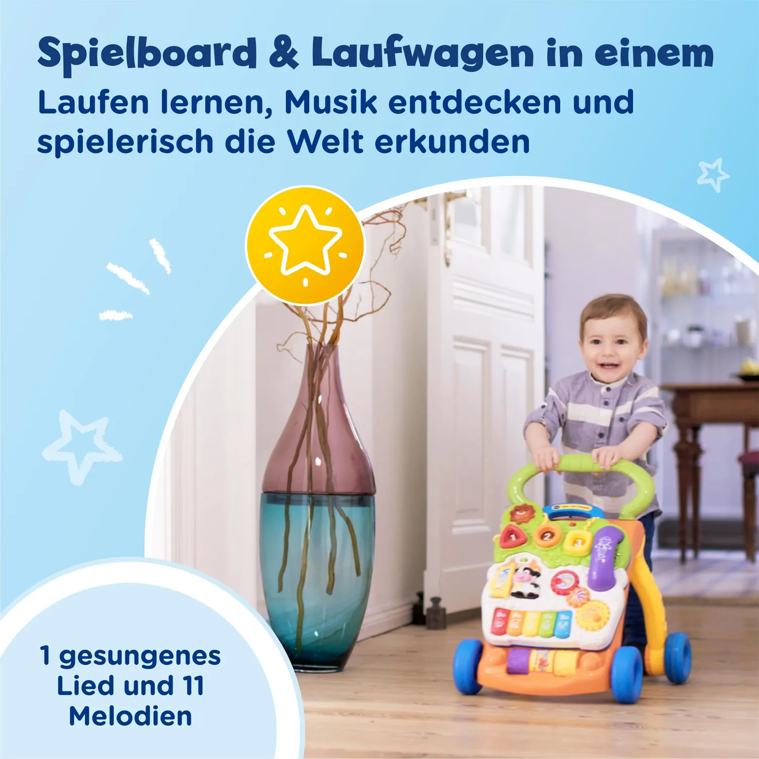VTech Spiel- und Laufwagen Lauflernhilfe mit Spielboard