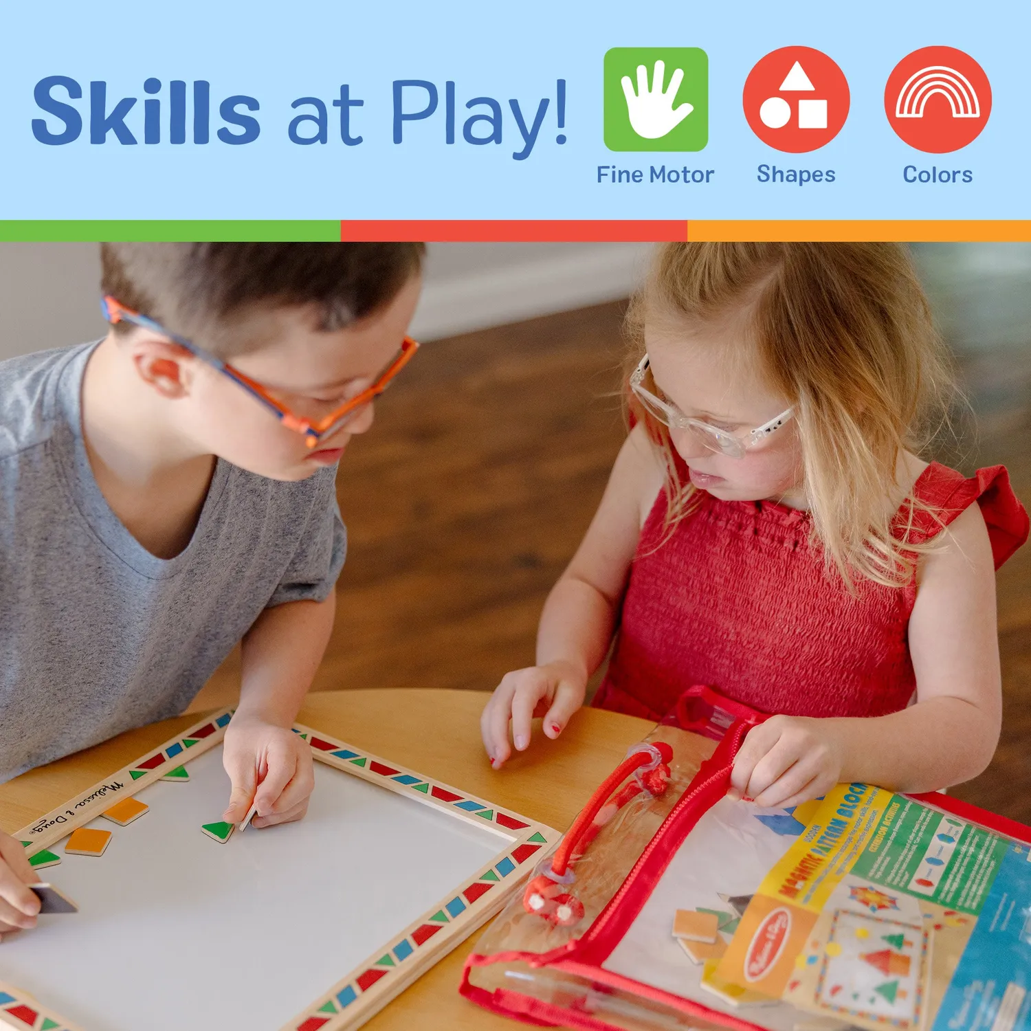 Melissa & Doug Wooden Magnetic Pattern Block Kit Legespiel 120-tlg