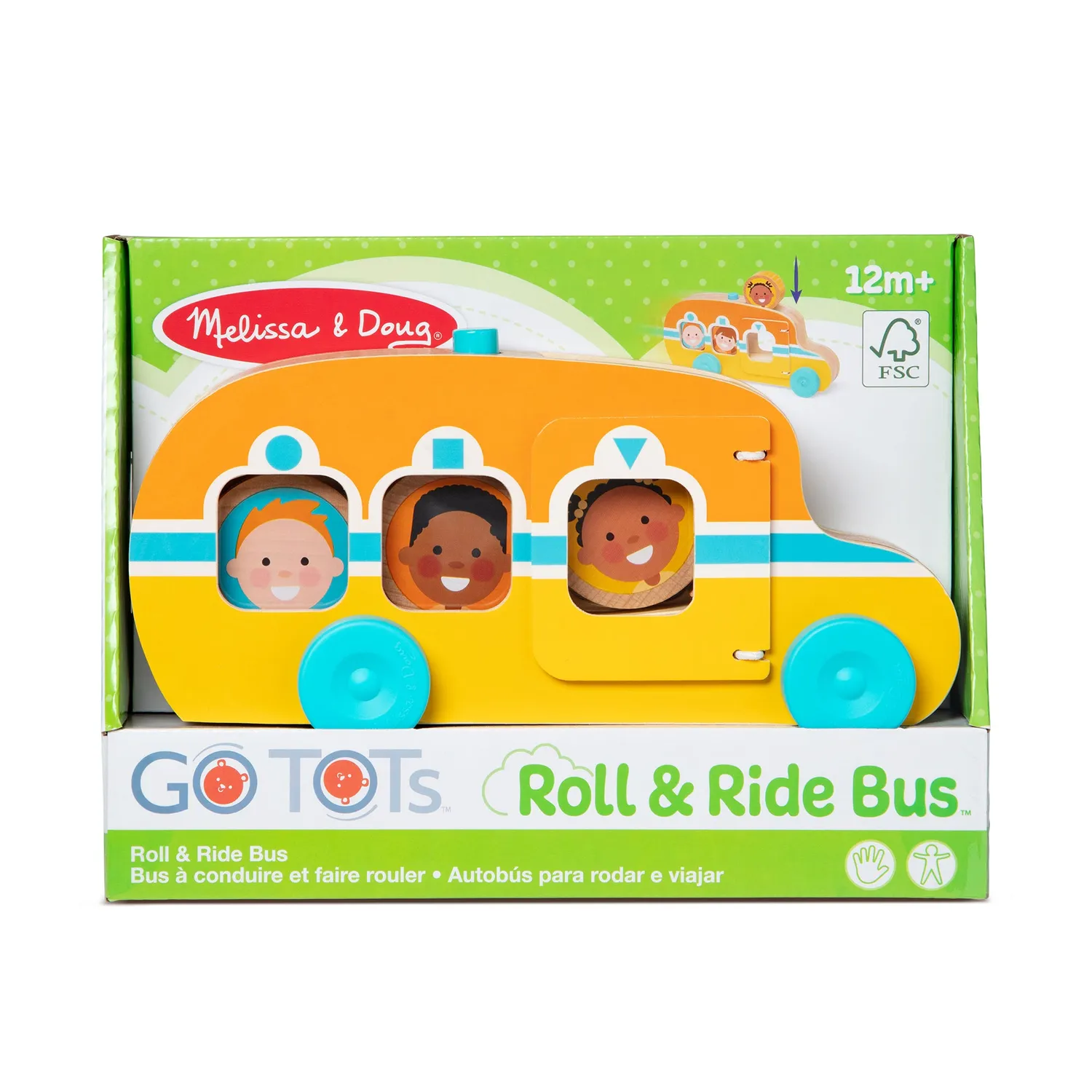 Melissa & Doug GO Tots Roll & Ride Bus Holzbus ab 1 Jahr