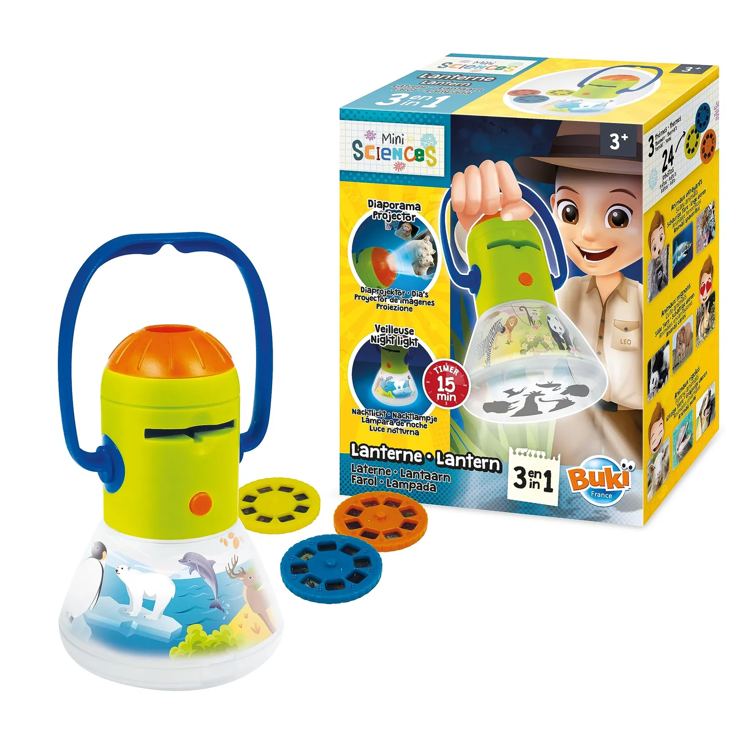 Buki Mini Sciences Laterne 3-in-1 Tiere Nachtlicht