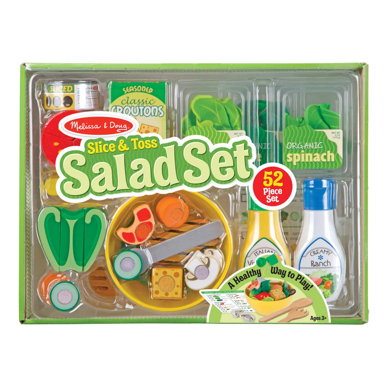 Melissa & Doug Slice & Toss Salat Set 52-tlg Filz Holz