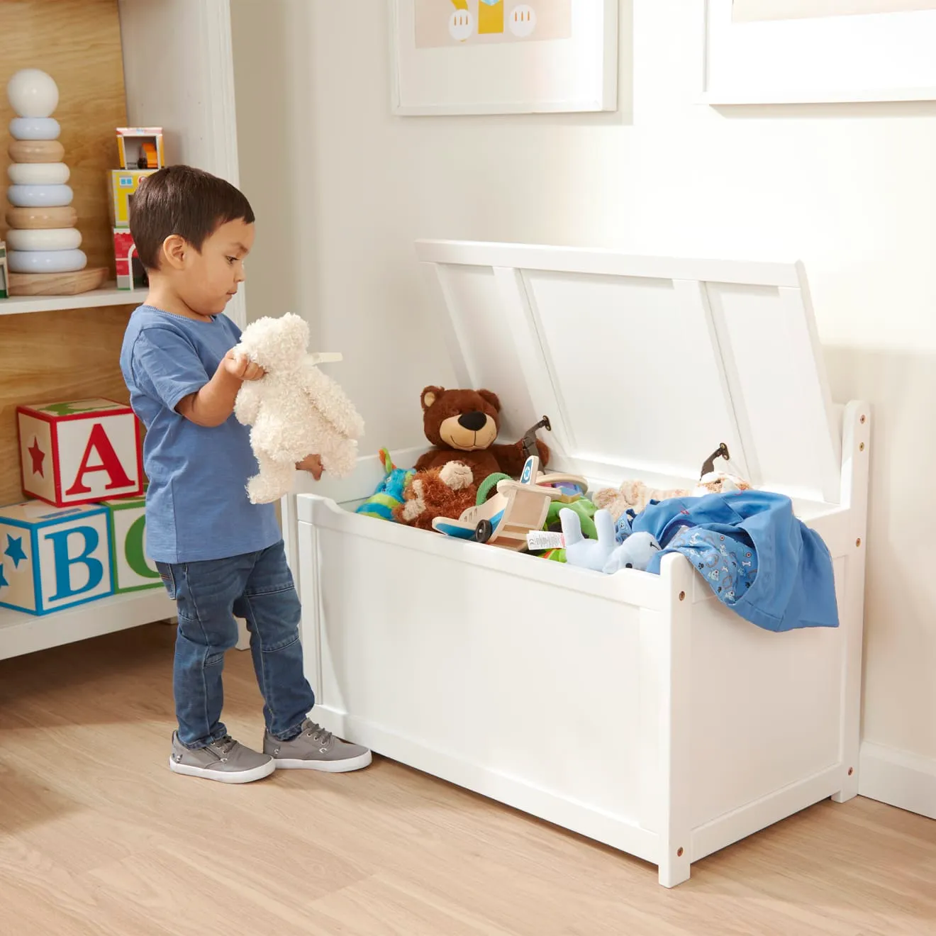 Melissa & Doug Wooden Toy Chest Spielzeugtruhe Weiß Holz