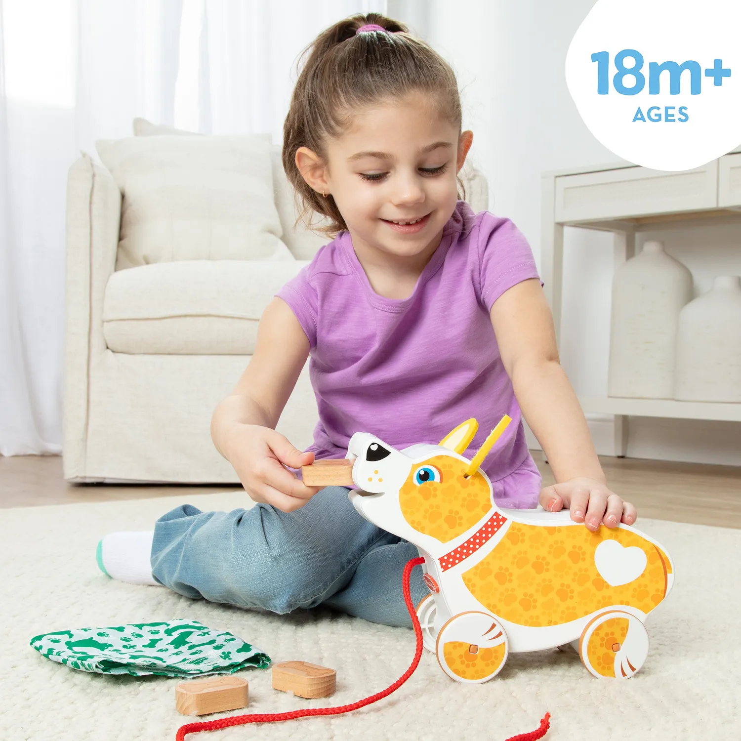 Melissa & Doug Feed Walk Poo Pup Nachzieh-Hund Holz