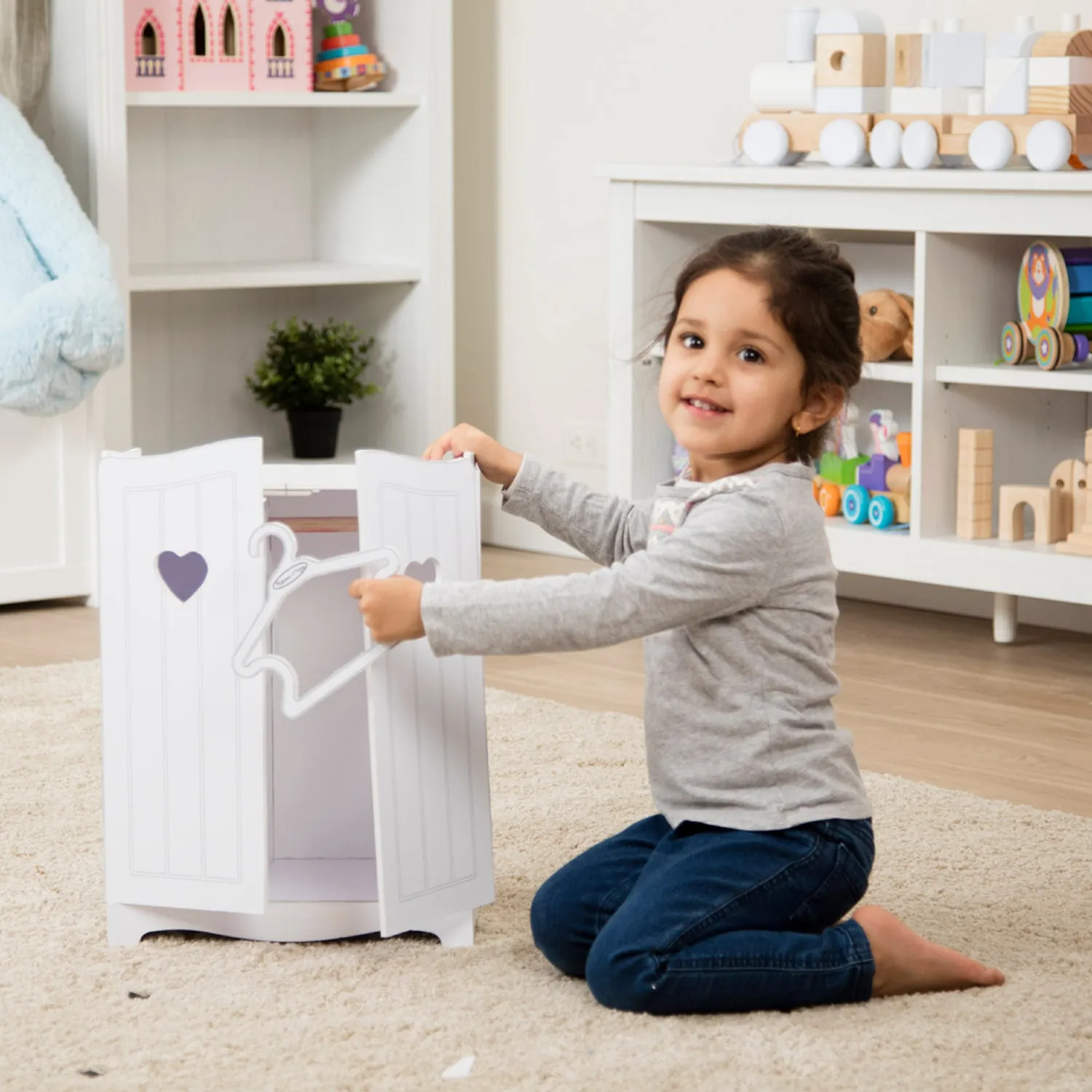 Melissa & Doug Mine to Love Puppenkleiderschrank Weiß Holz