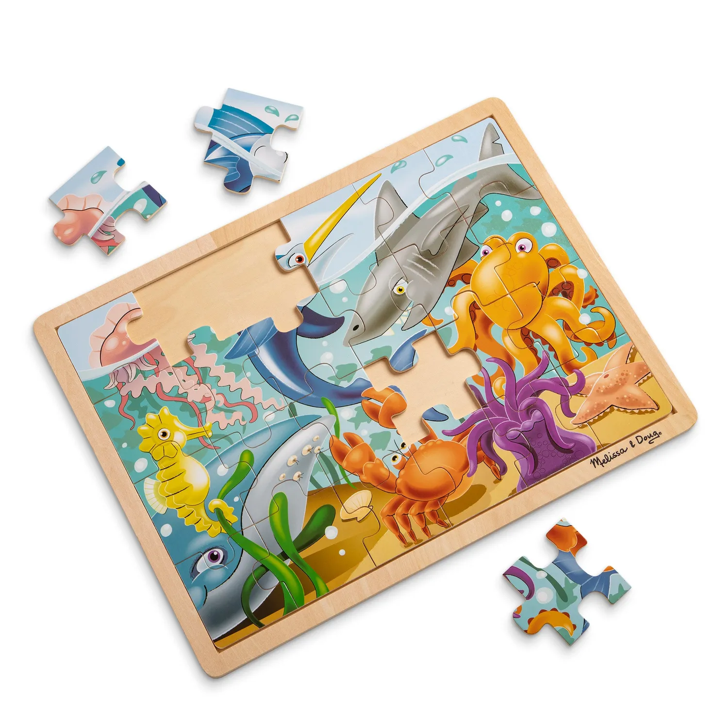 Melissa & Doug Under the Sea Holzpuzzle 24 Teile Meer