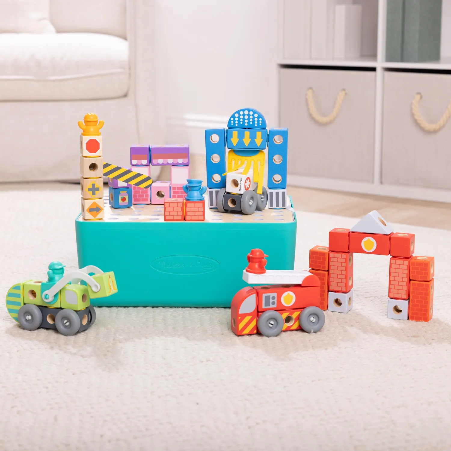 Melissa & Doug Blockables City Deluxe Bausteine Holz 131-tlg