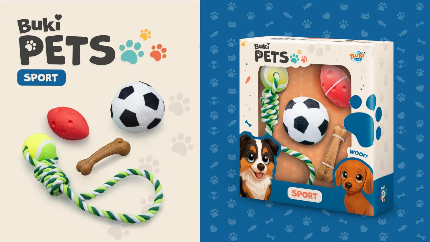 Buki Pets PET001 Hundespielzeug-Set 4-teilig Sport