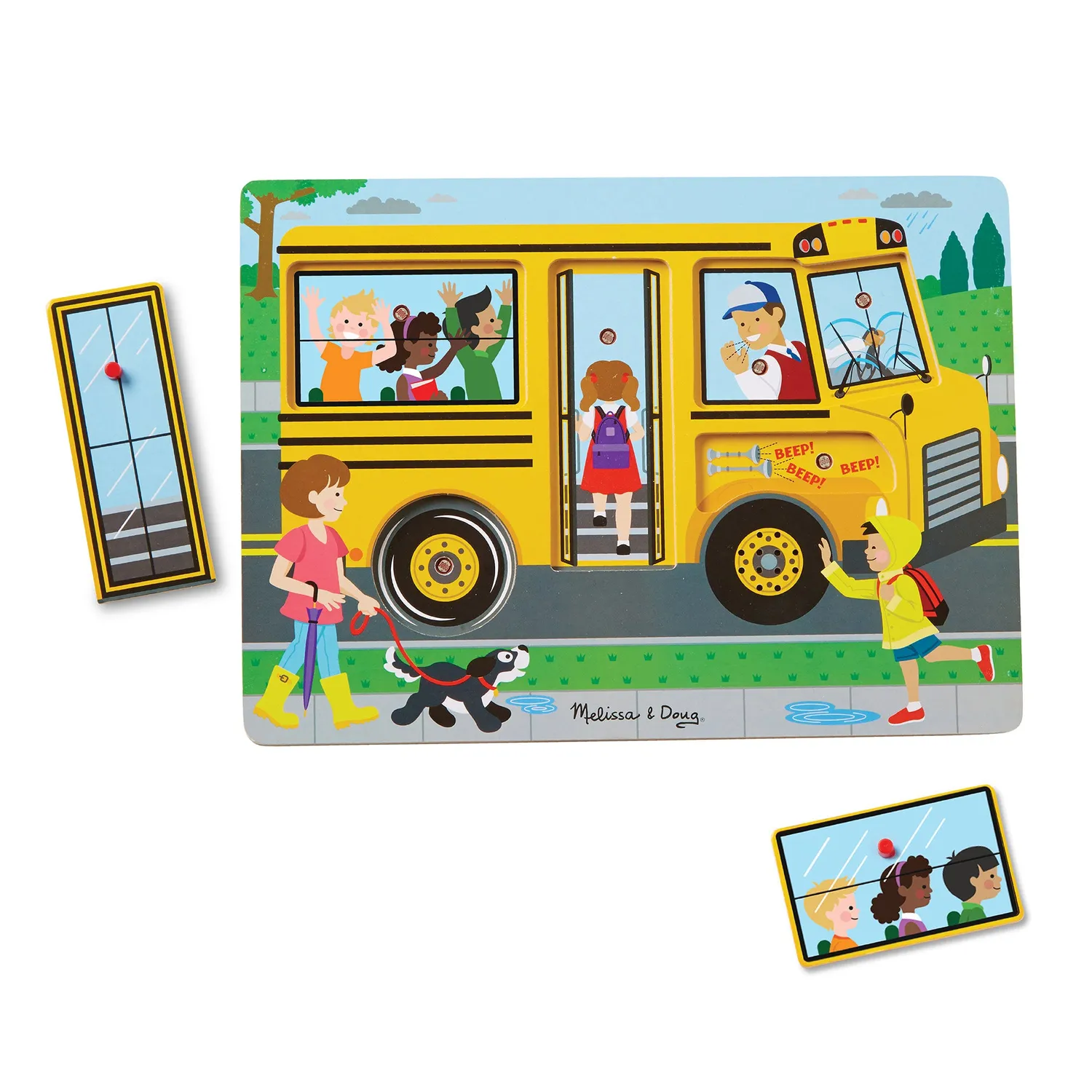 Melissa & Doug Wheels on the Bus Holzpuzzle 6 Teile mit Sound ab 2 Jahre
