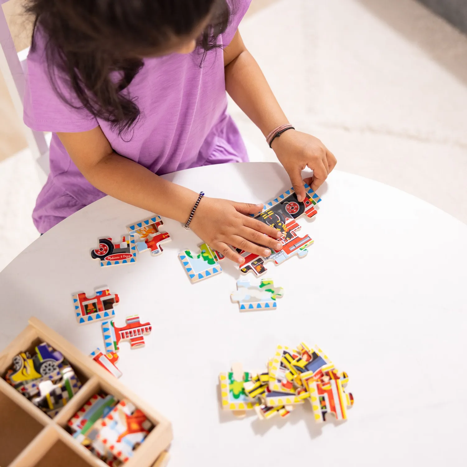 Melissa & Doug Vehicles Holzpuzzle-Box 4x12 Teile Fahrzeuge