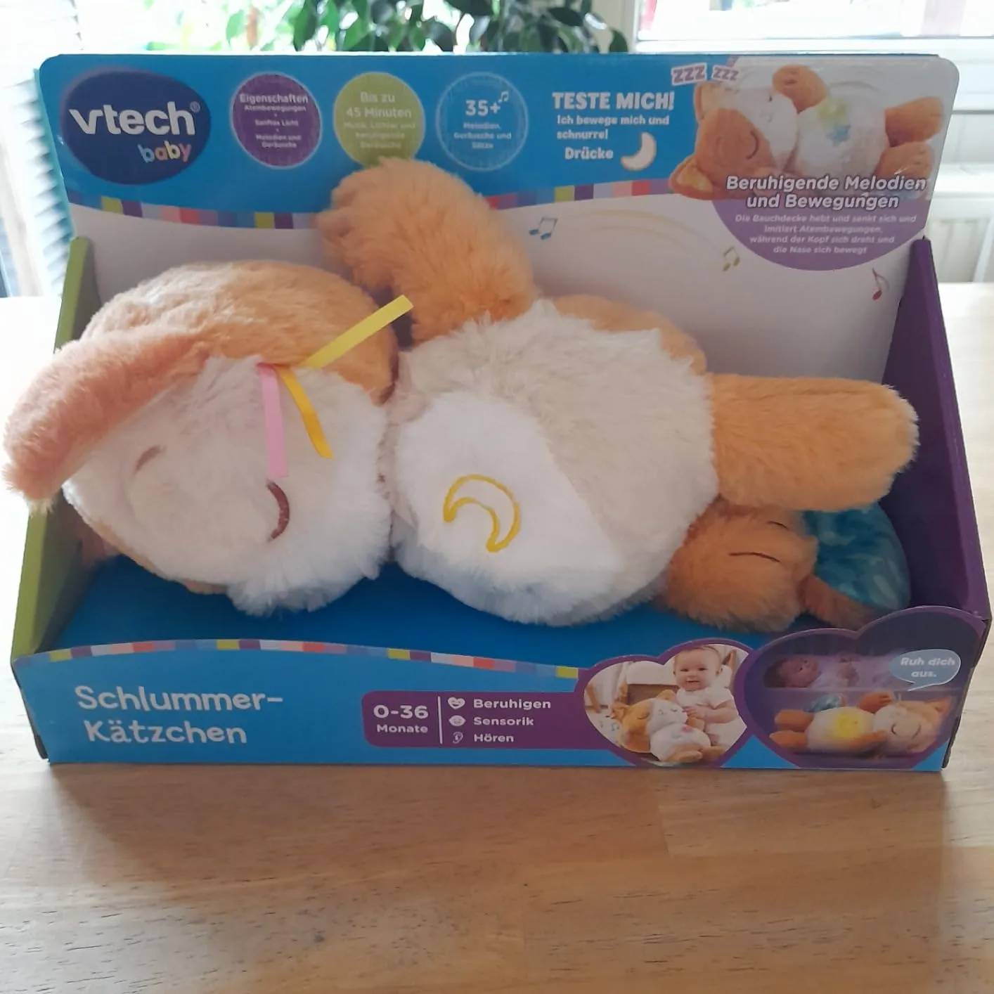 VTech Baby Schlummer-Kätzchen Kuscheltier mit Nachtlicht 0-36 M.