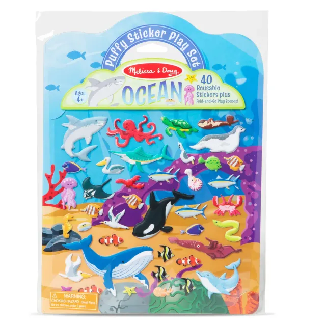 Melissa & Doug Puffy Sticker Set Ozean 40-teilig wiederverwendbar