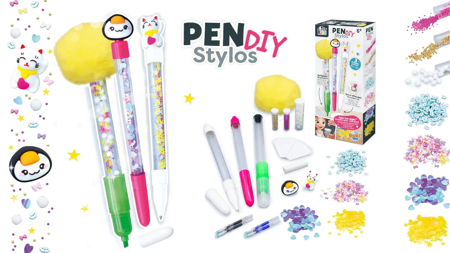 Buki France FK008 DIY-Stift Kawaii Bastelset Gelb
