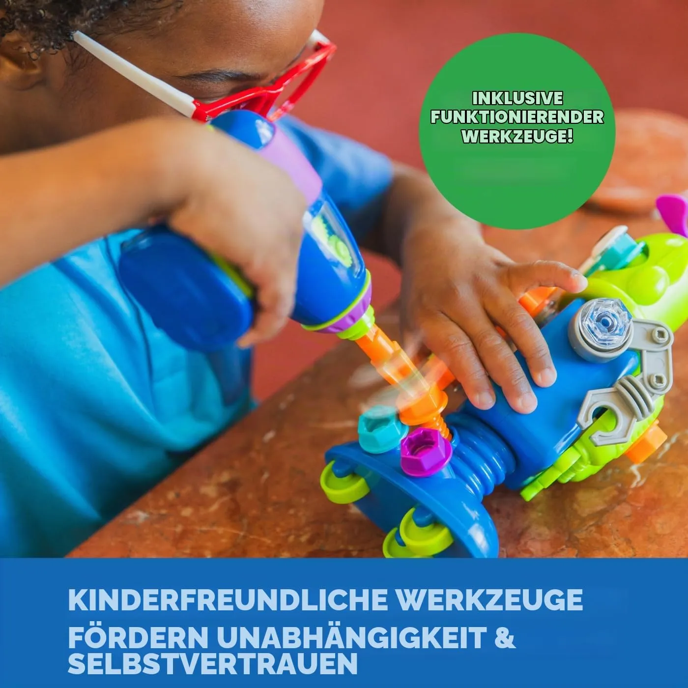 Learning Resources Design & Drill Roboter-Workshop Spielzeug mit Bohrer 70-teilig