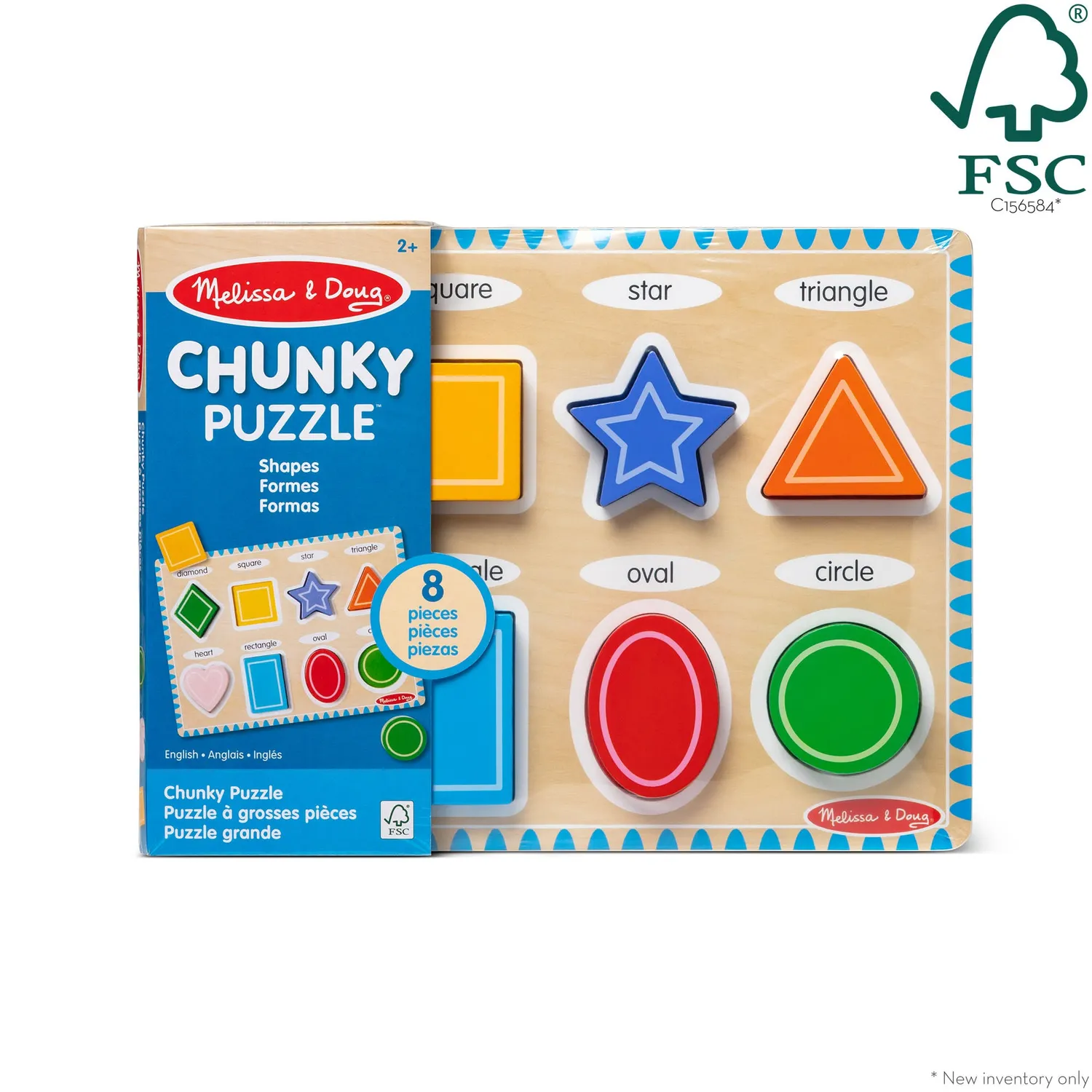 Melissa & Doug Shapes Holzpuzzle 8 Teile Formen Steckpuzzle