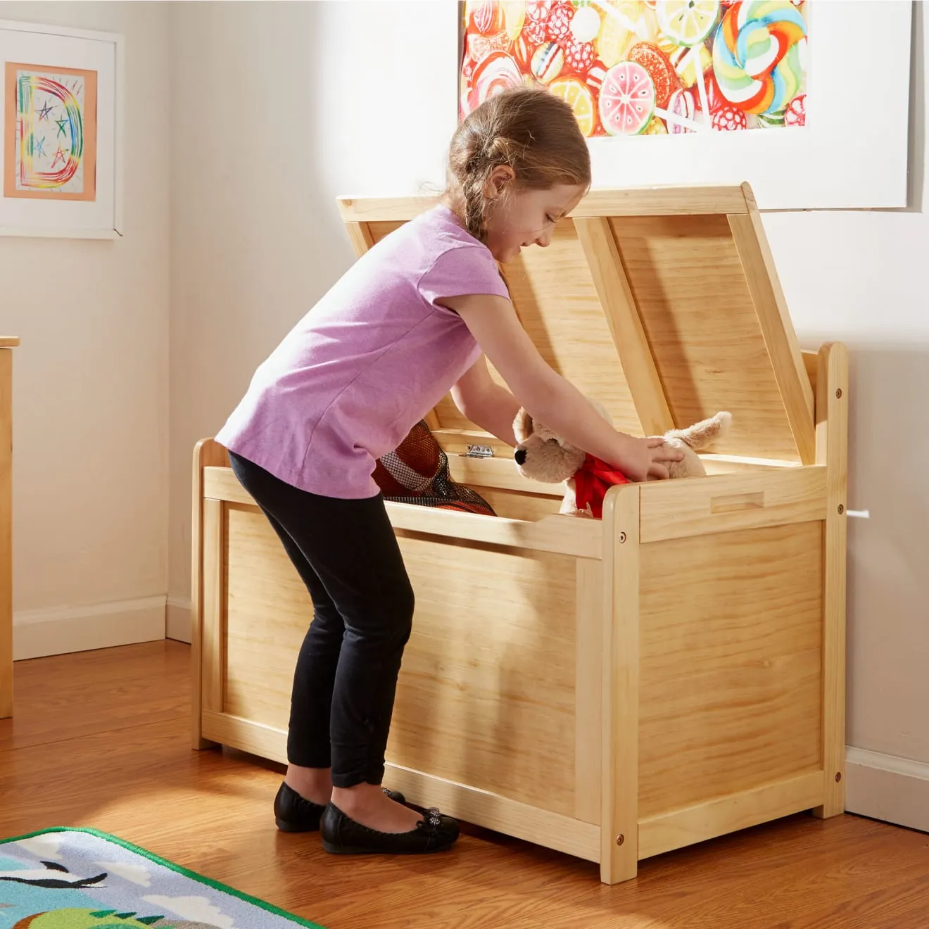 Melissa & Doug Wooden Toy Chest Spielzeugkiste Honig Holz
