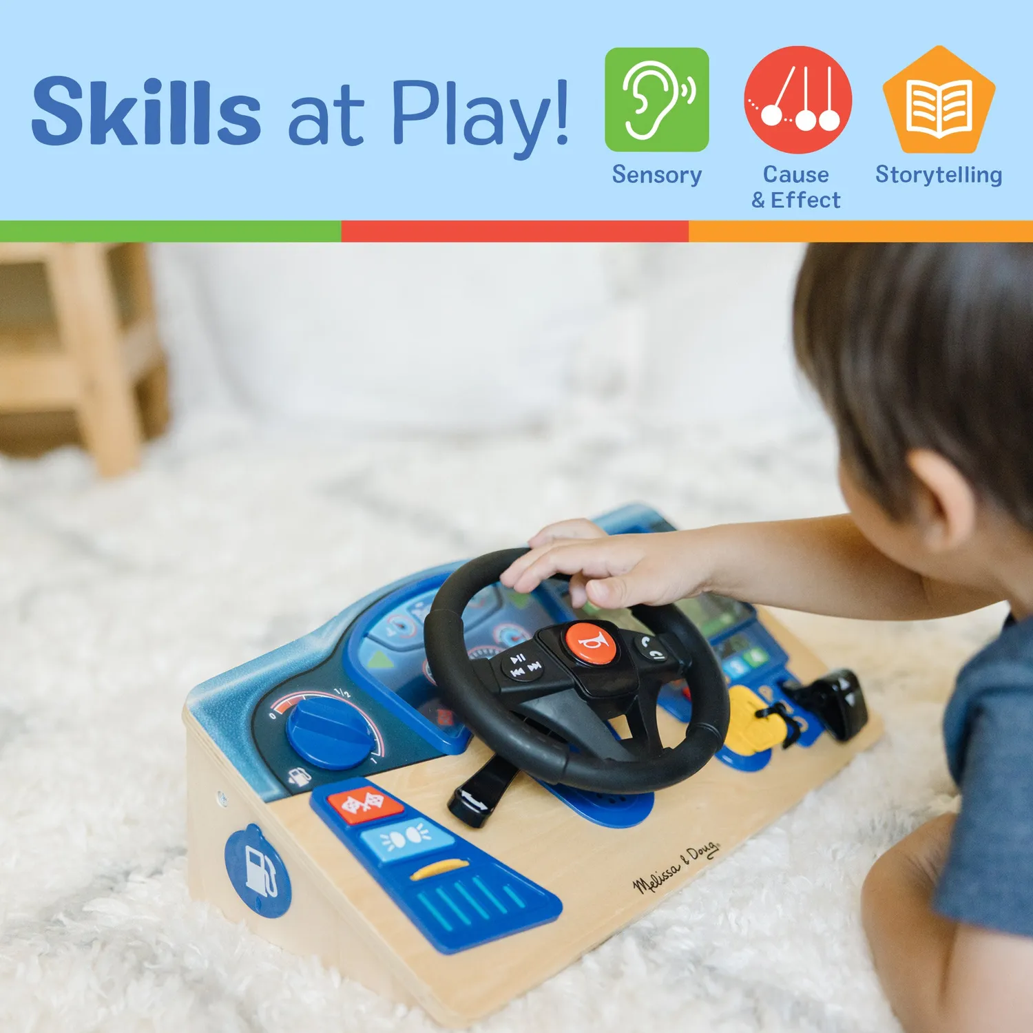 Melissa & Doug Vroom & Zoom Dashboard Lenkrad Holz