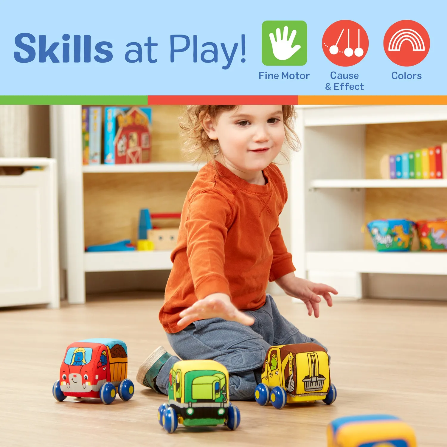Melissa & Doug K's Kids Baufahrzeuge Rückzug 4-teilig Stoff