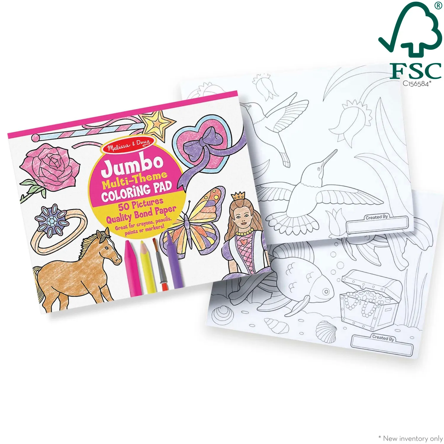 Melissa & Doug Jumbo Malblock Pferde Herzen Blumen 50 Seiten XXL