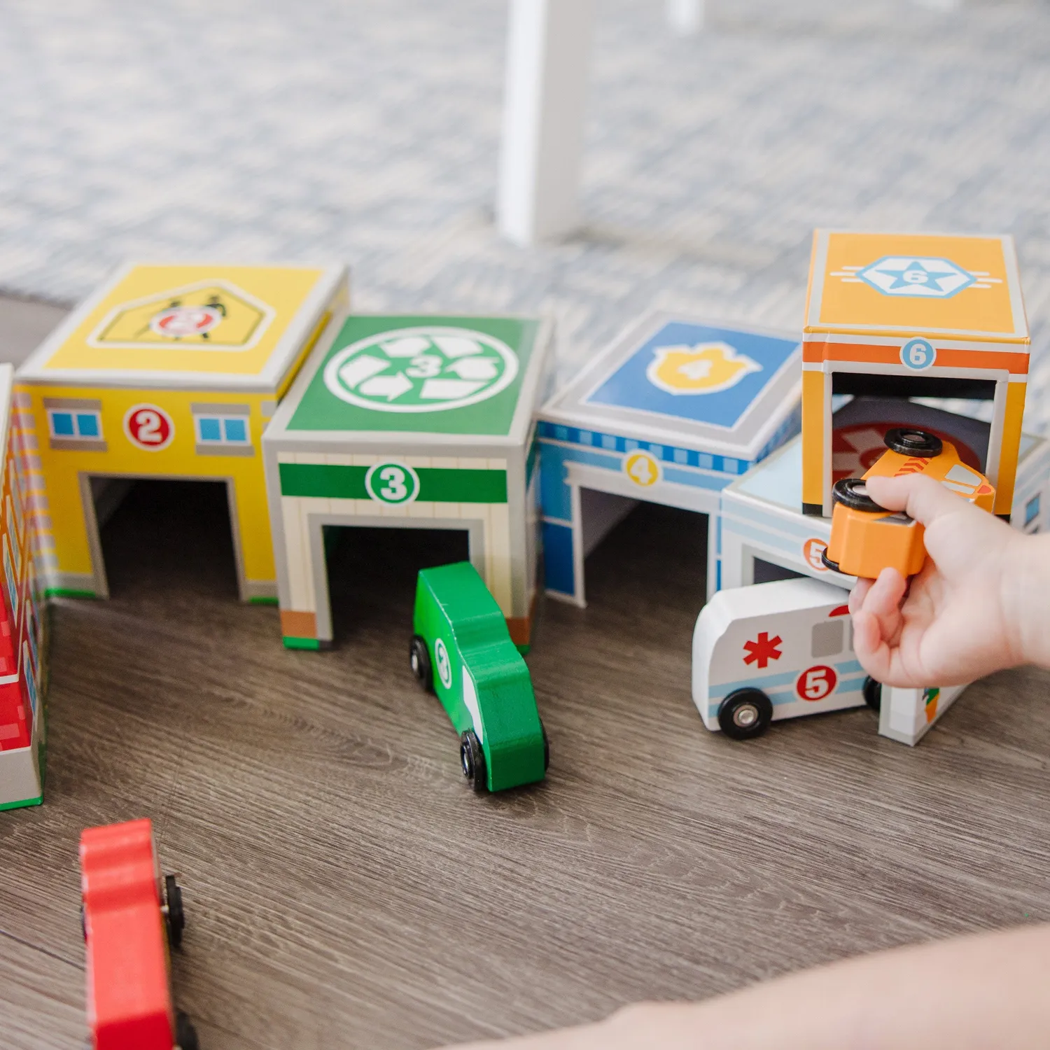 Melissa & Doug Nesting Sorting Buildings Vehicles Stapelspiel Holz