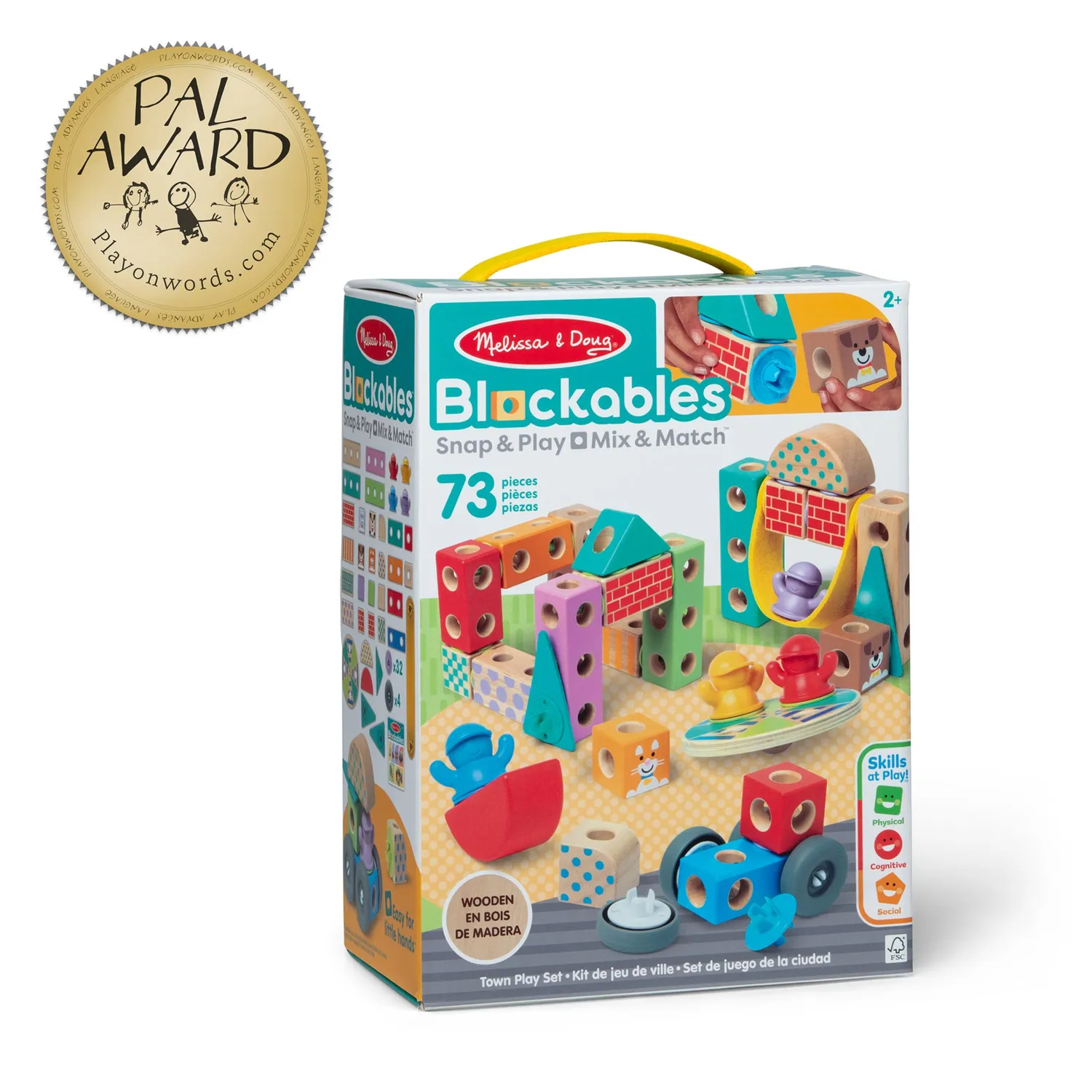 Melissa & Doug Blockables Town Play Set Bausteine 73-tlg Holz