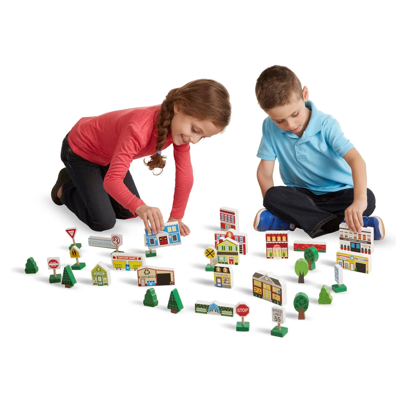 Melissa & Doug Wooden Town Holz-Stadt Spielset 32-teilig