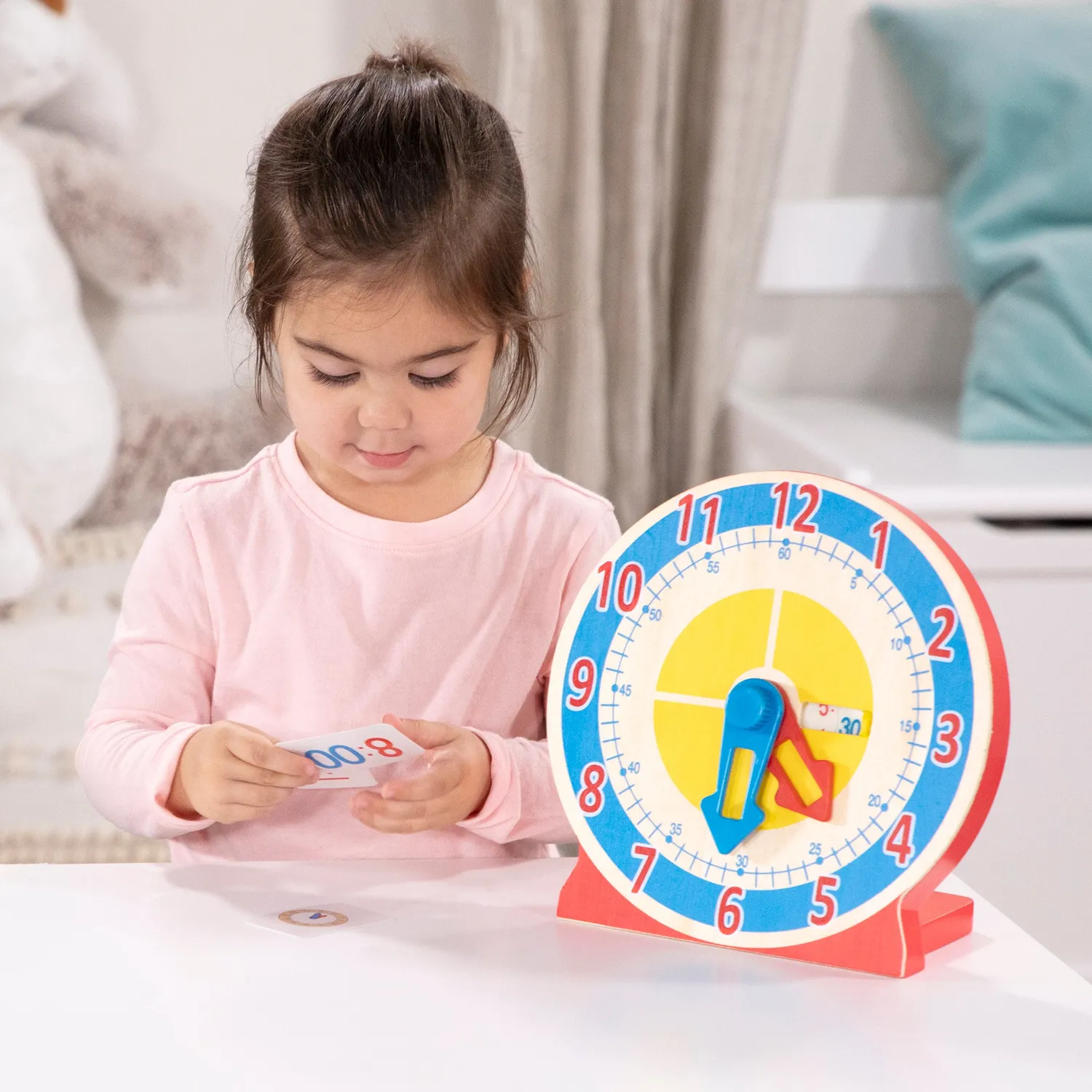 Melissa & Doug Turn & Tell Lernuhr Holz mit 13 Karten