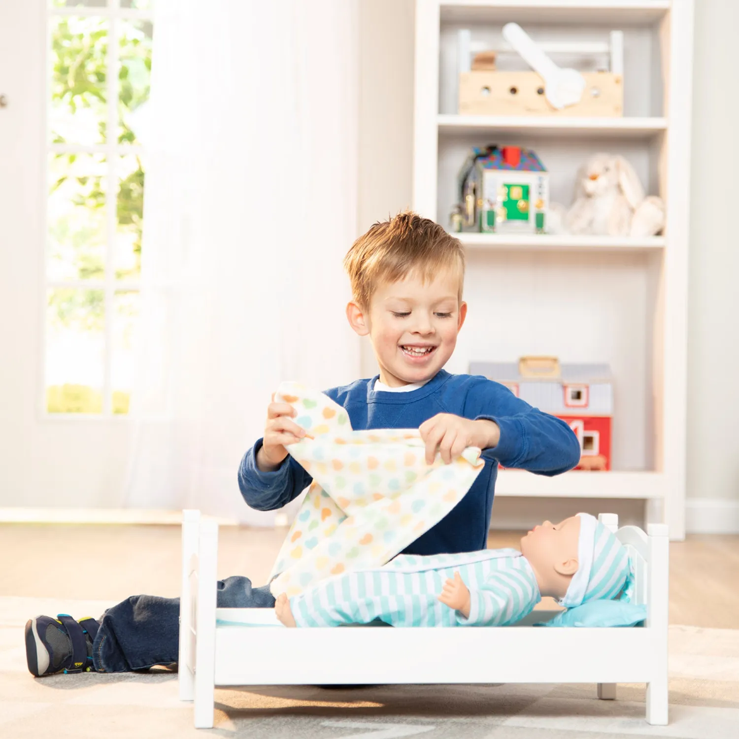 Melissa & Doug Mine to Love Puppenbett Holz weiß 45cm Puppen