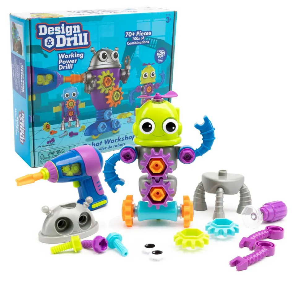 Learning Resources Design & Drill Roboter-Workshop Spielzeug mit Bohrer 70-teilig