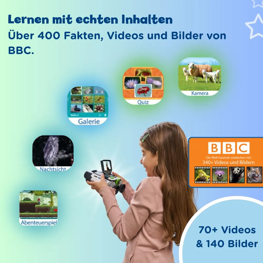VTech Interaktives Video-Fernglas Kamera 10x Zoom mit BBC Fakten