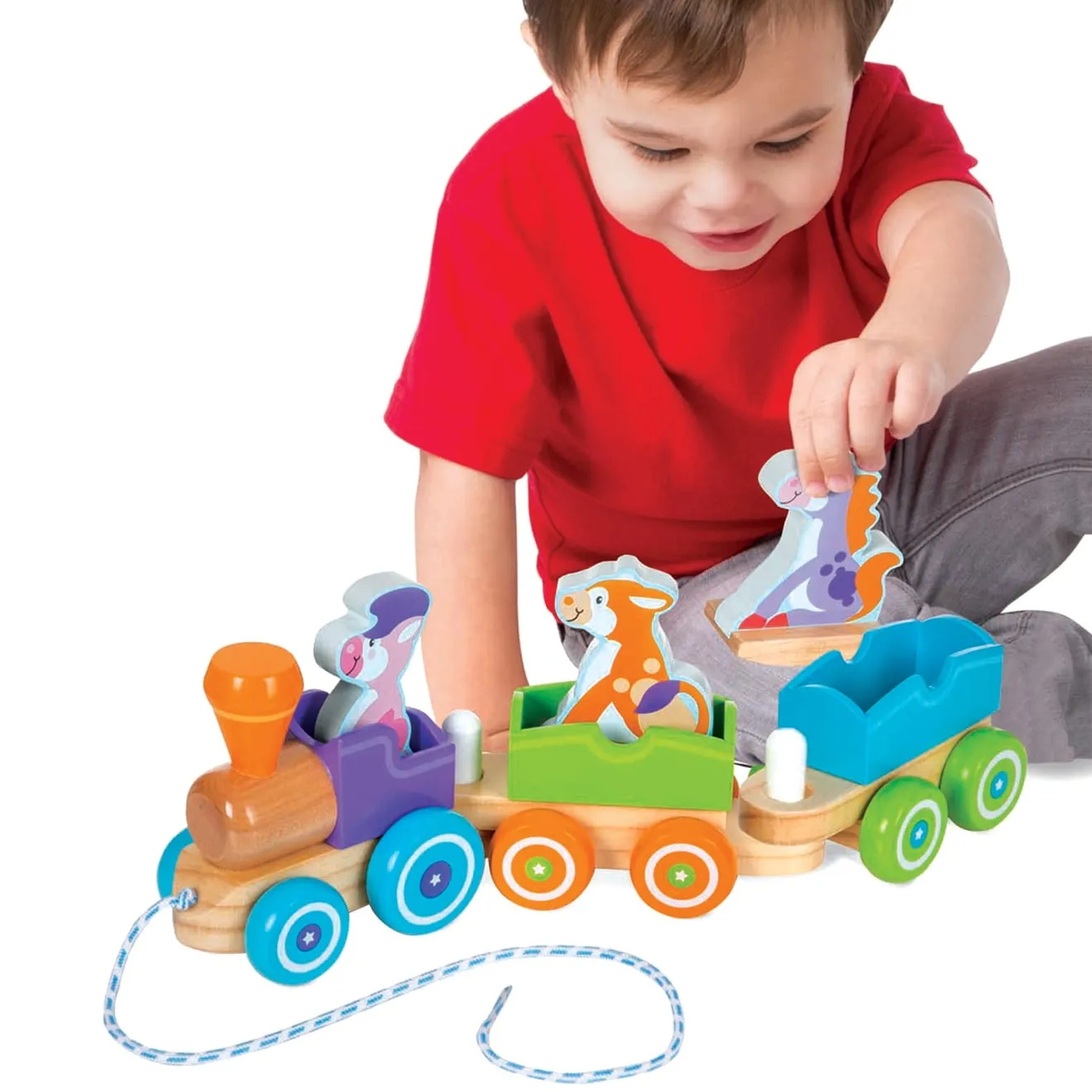 Melissa & Doug First Play Bauernhof Holz-Ziehzug 6-tlg ab 18 Monaten
