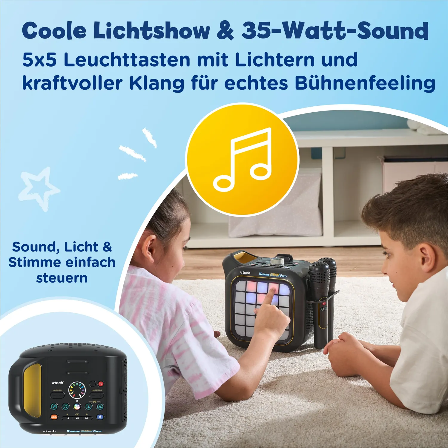 VTech Karaoke Light Party Bluetooth 2 Mikrofone Kinder