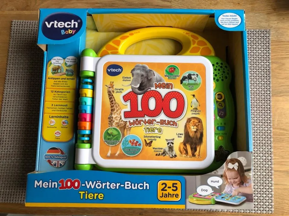 VTech Mein 100-Wörter-Buch Tiere 80-609544 Bilderbuch zweisprachig