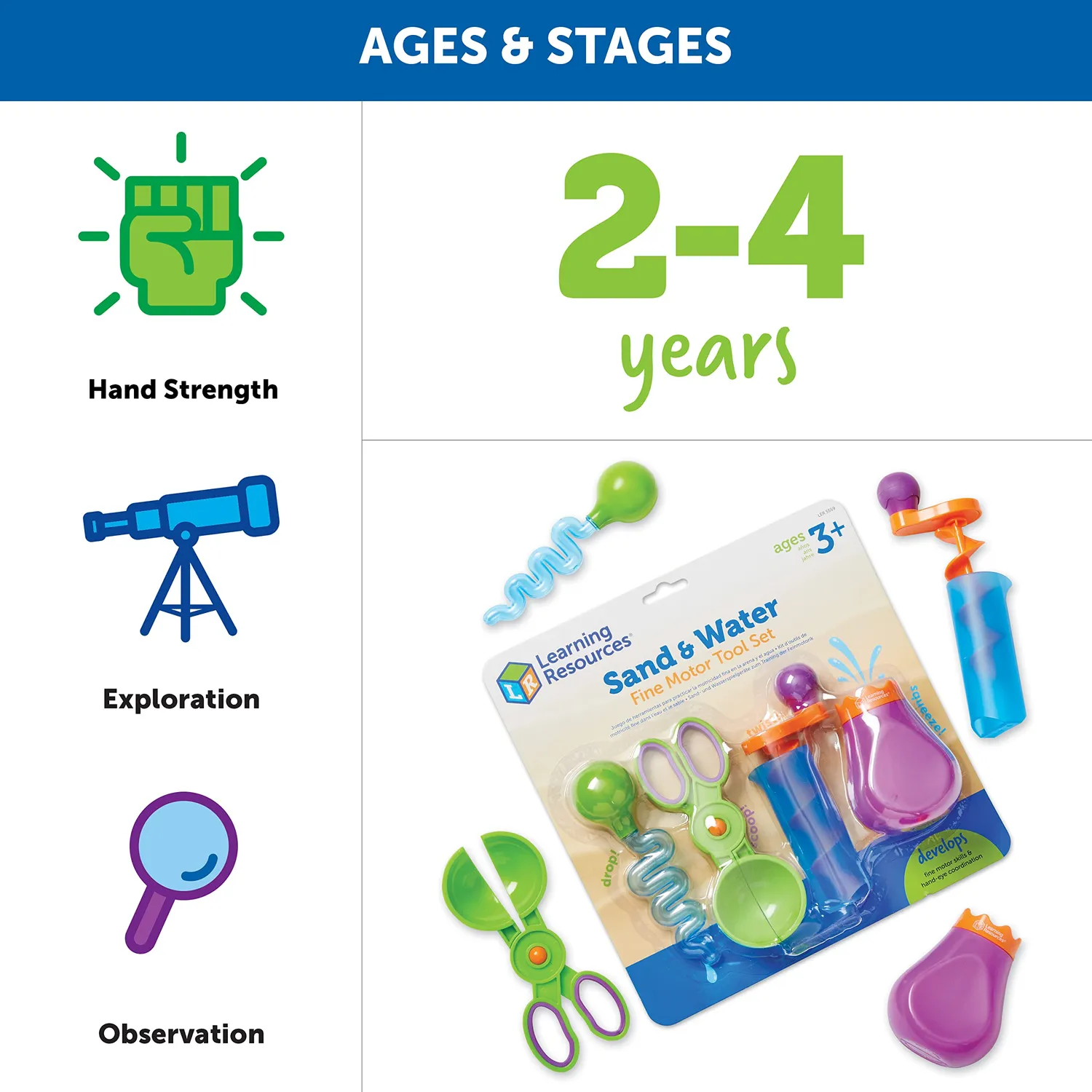Learning Resources Sand & Wasser Feinmotorik-Spielzeug 4 Teile Sommer