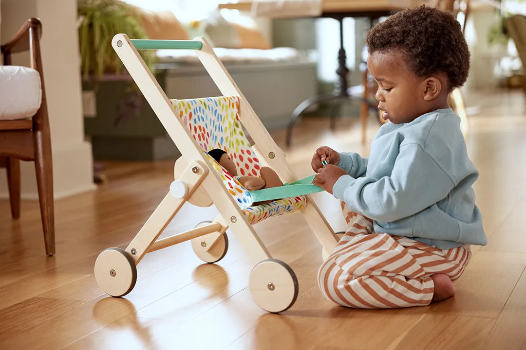 Lovevery Buddy Stroller Puppenwagen Holz für Kleinkinder