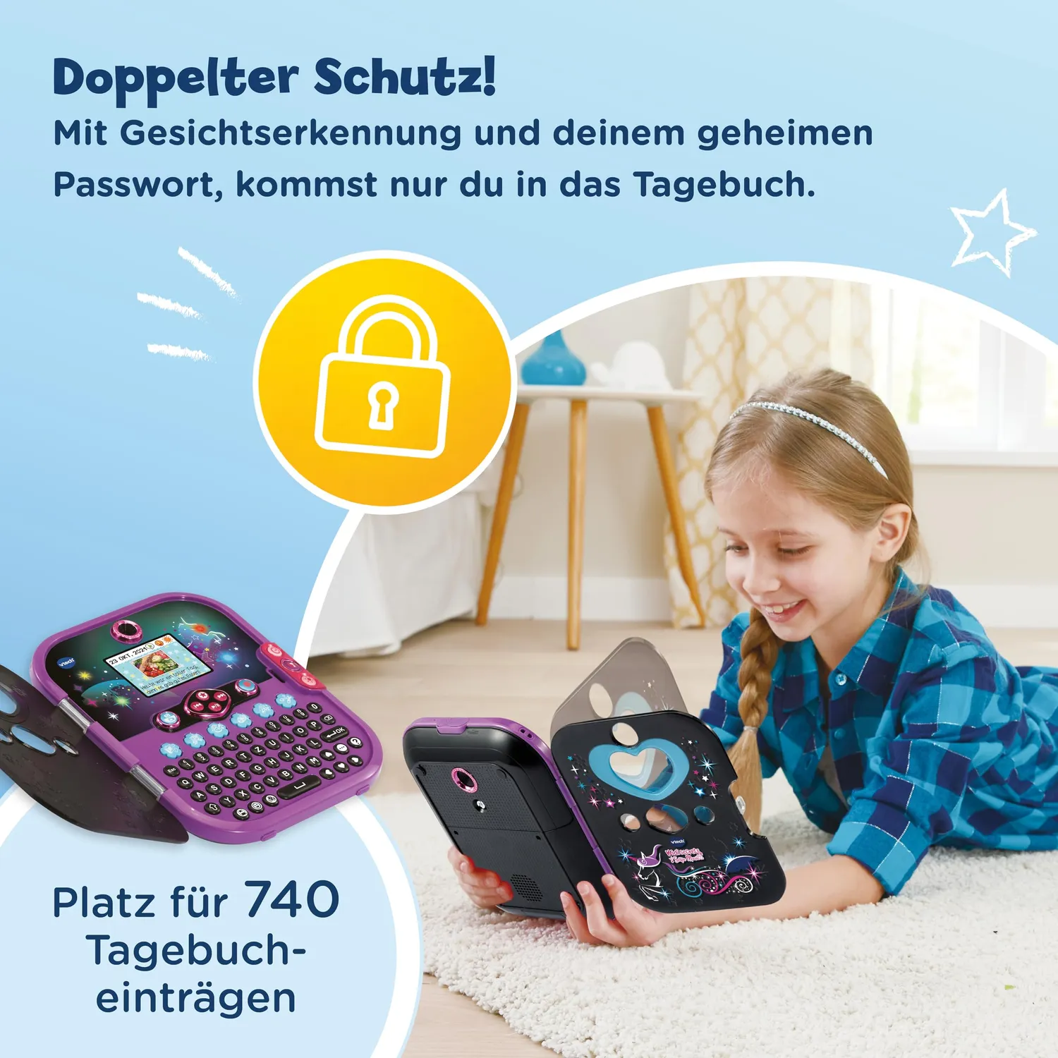 VTech Kidisecrets Selfie Music 2.0 Tagebuch schwarz mit Kamera