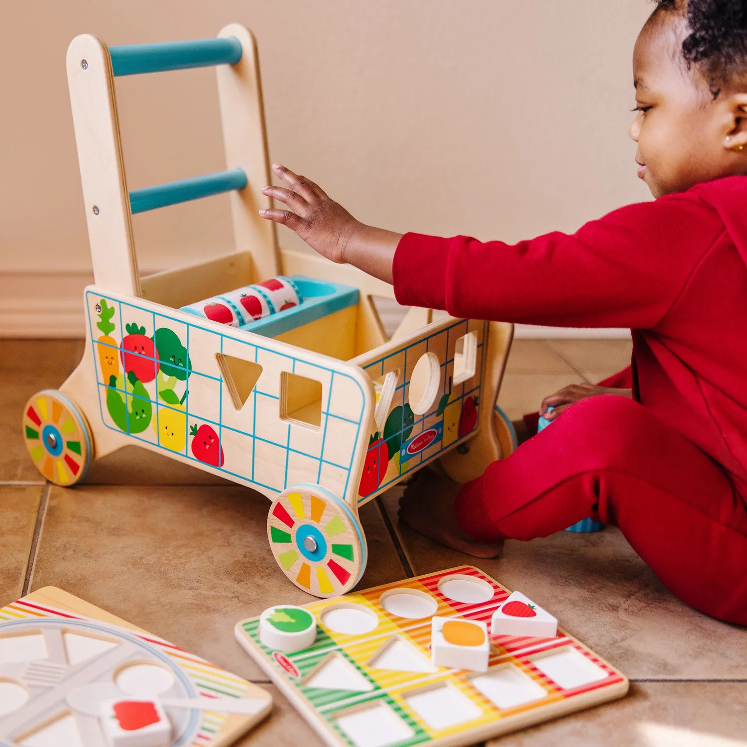 Melissa & Doug Wooden Shape Sorting Grocery Cart Einkaufswagen