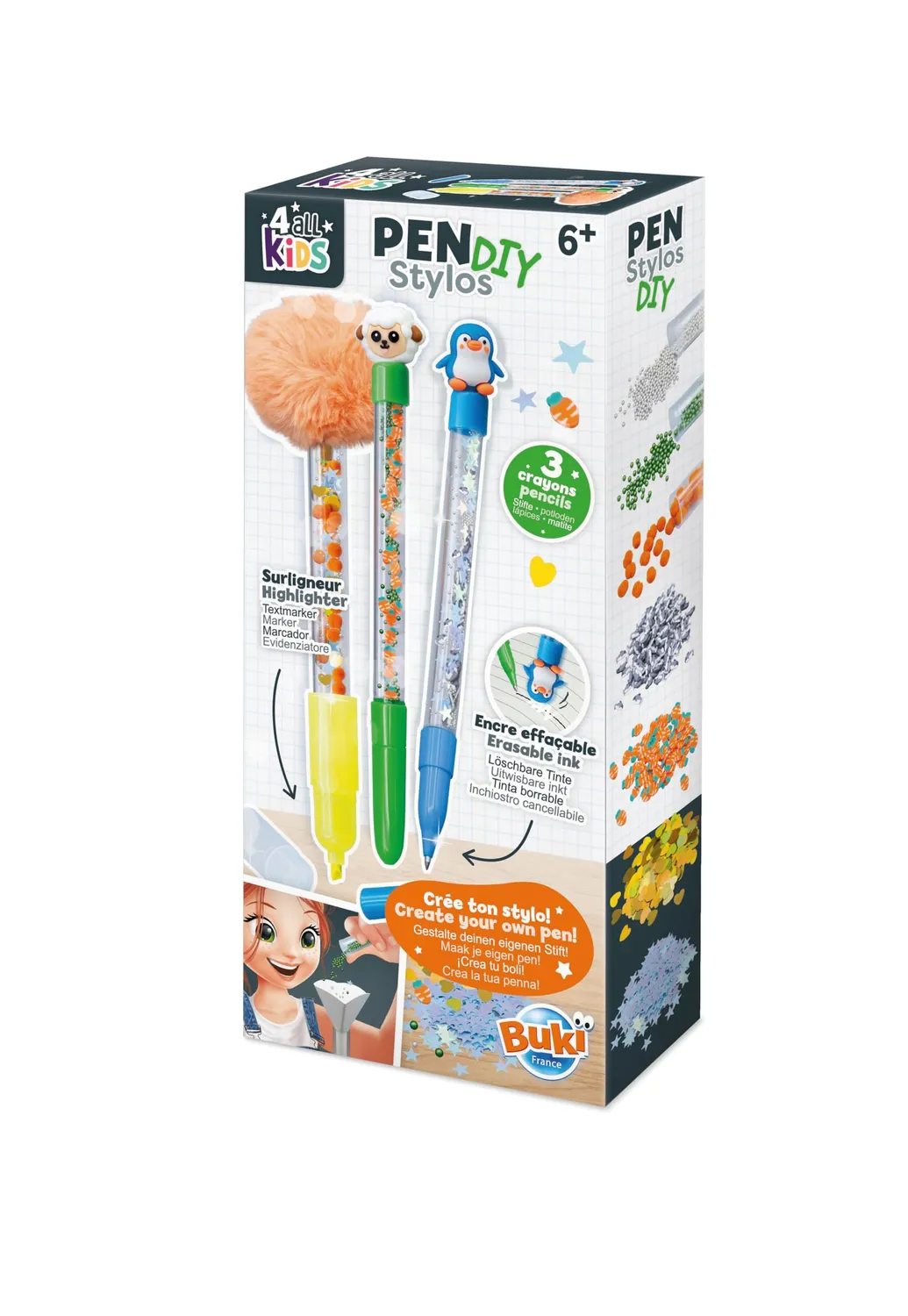 Buki France FK008 DIY-Stift Kawaii Bastelset Gelb
