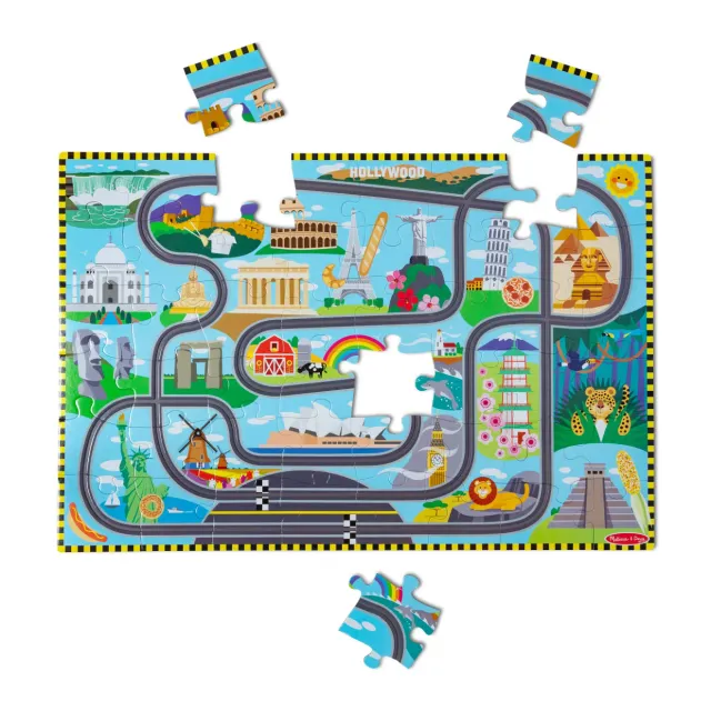 Melissa & Doug Race Around the World Bodenpuzzle 48 Teile Rennbahn