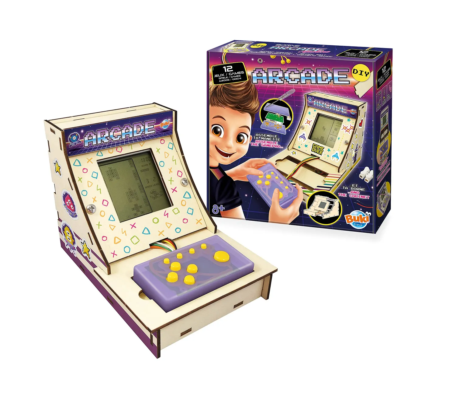 Buki 2167 Arcade-Terminal Bausatz mit 12 Spielen